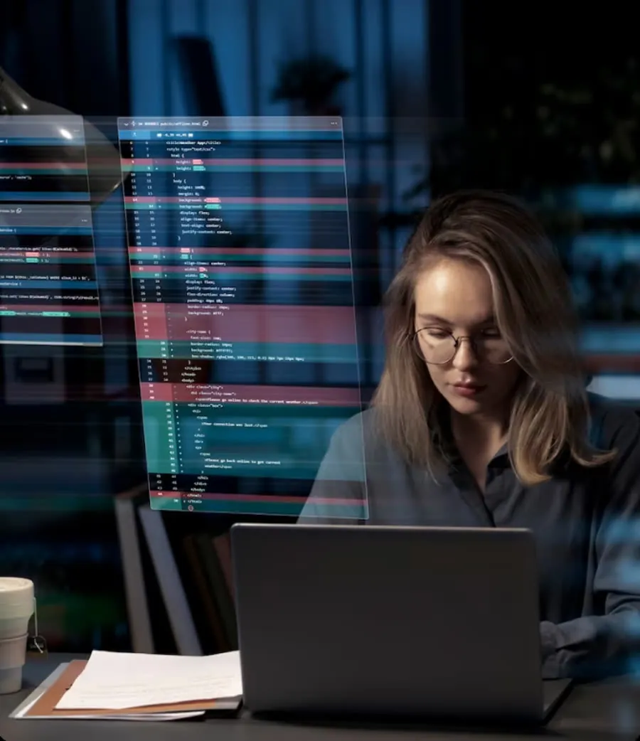 A Coverden analyst at a monitoring workstation.